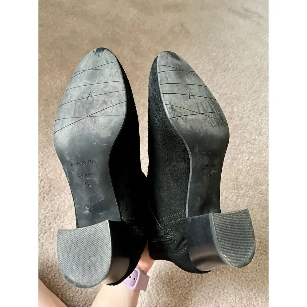 Aquatalia Ankle Boots Womens‎ Size 7.5 Strap Buckle Black Suede
